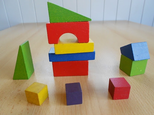 stack of blocks on table