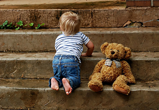 toddler on stairs