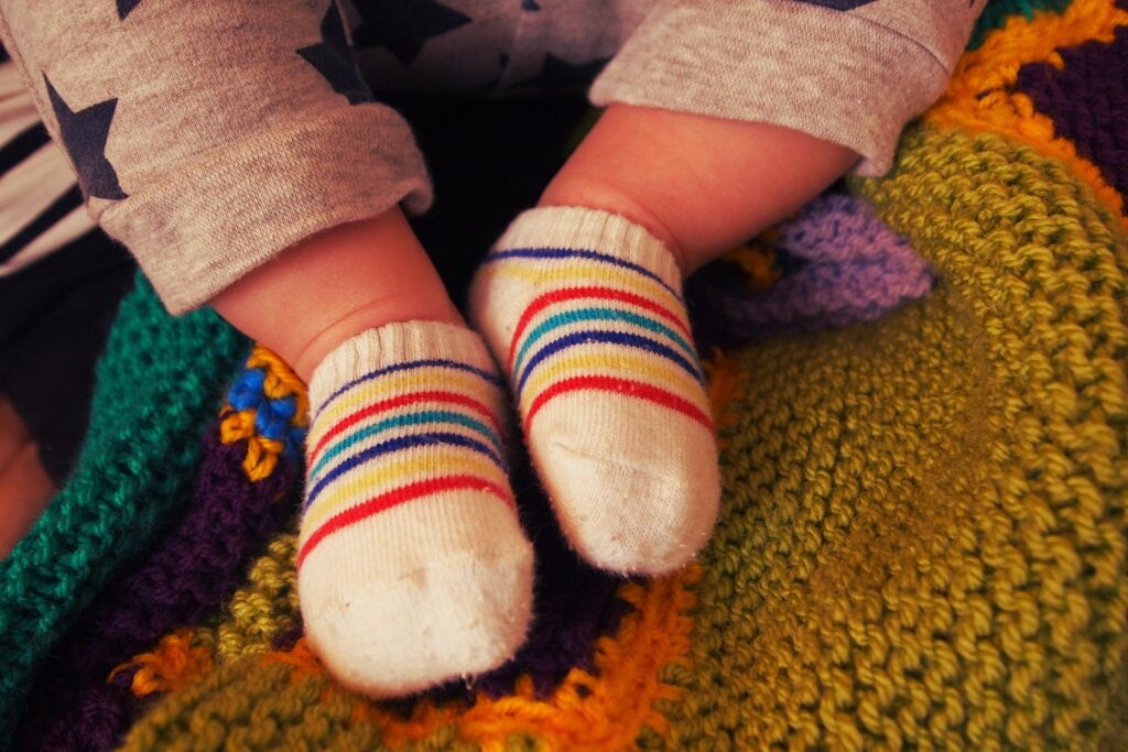 baby wearing socks
