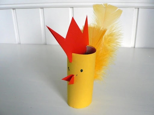 cardboard canister toy chicken