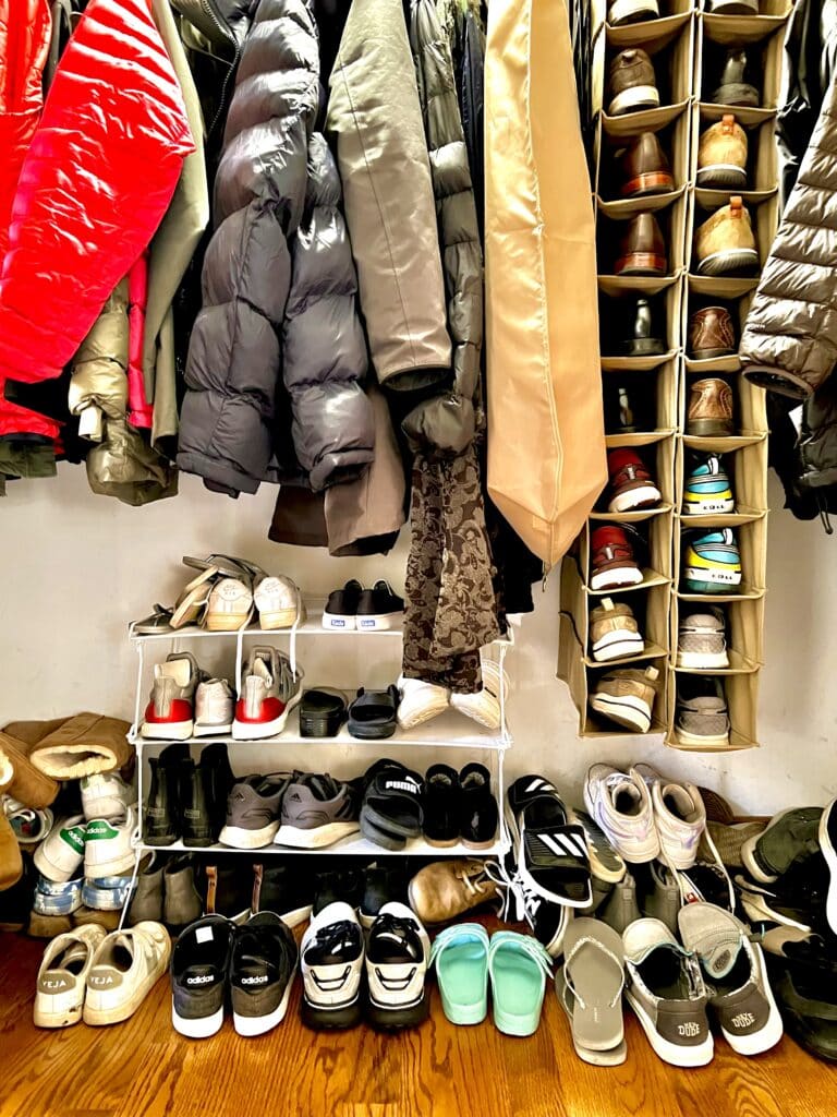 Closet of shoes and coats 